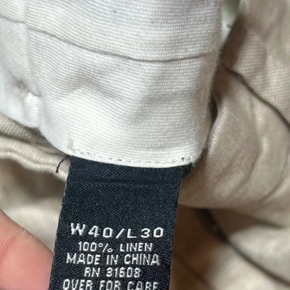 Jos A Bank Travelers Collection 100% Linen Pleated Pants Beige Mens 40x30